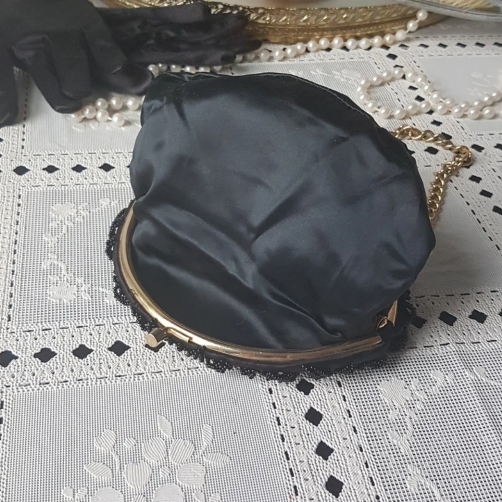 Vintage 1960s Black Beaded Evening Bag: Convertible Clutch - Picture 6 of 9